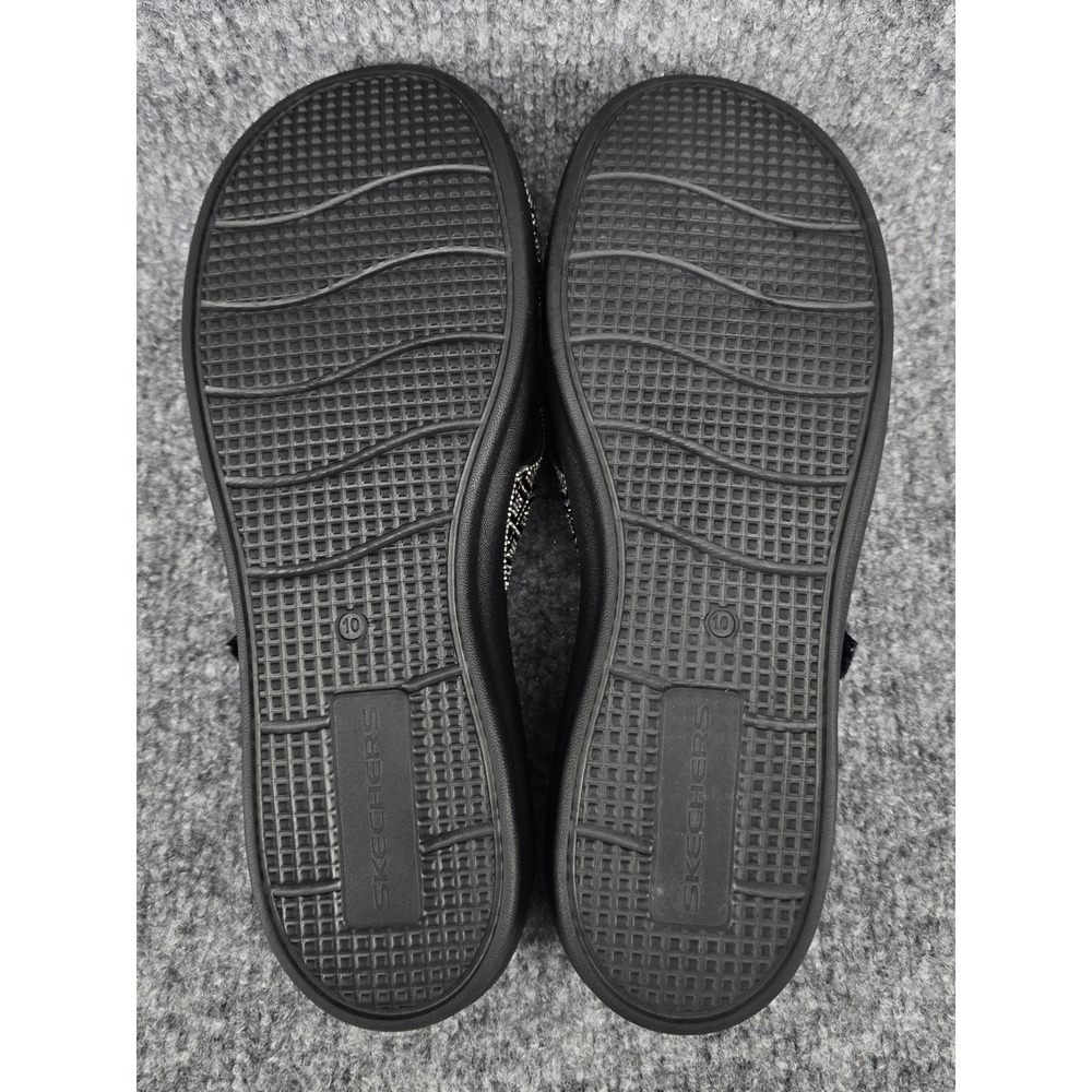 Skechers Foamies Arch Fit Ascend Sandals Womens 10 Black Bling Rhinestone Wedge - Picture 6 of 7